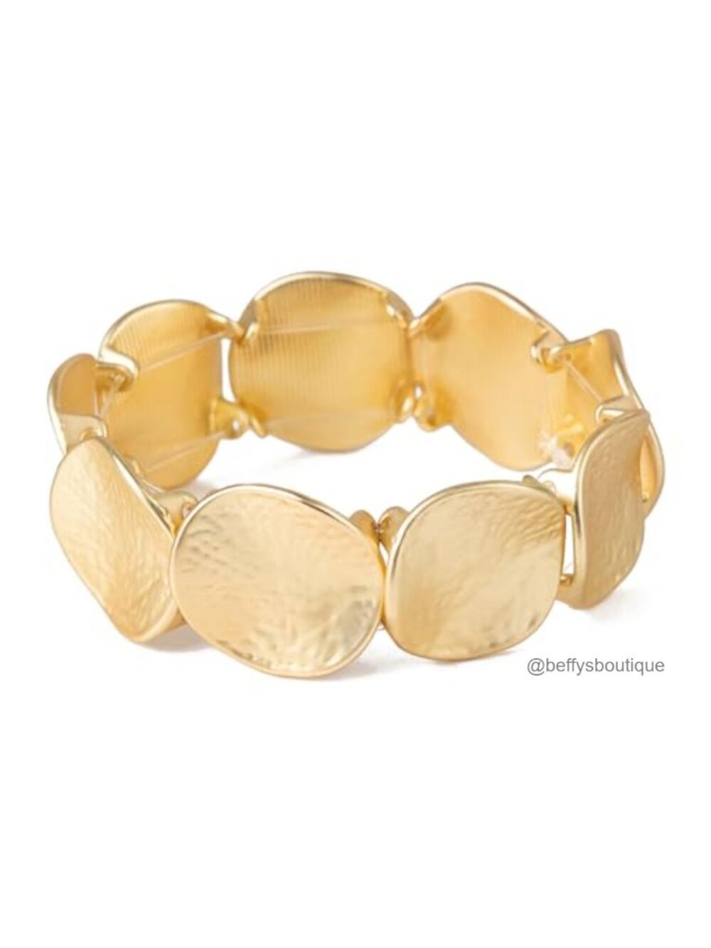 Hammered Chunky Gold Plated Bangle Bracelet Stretch Vintage Statement